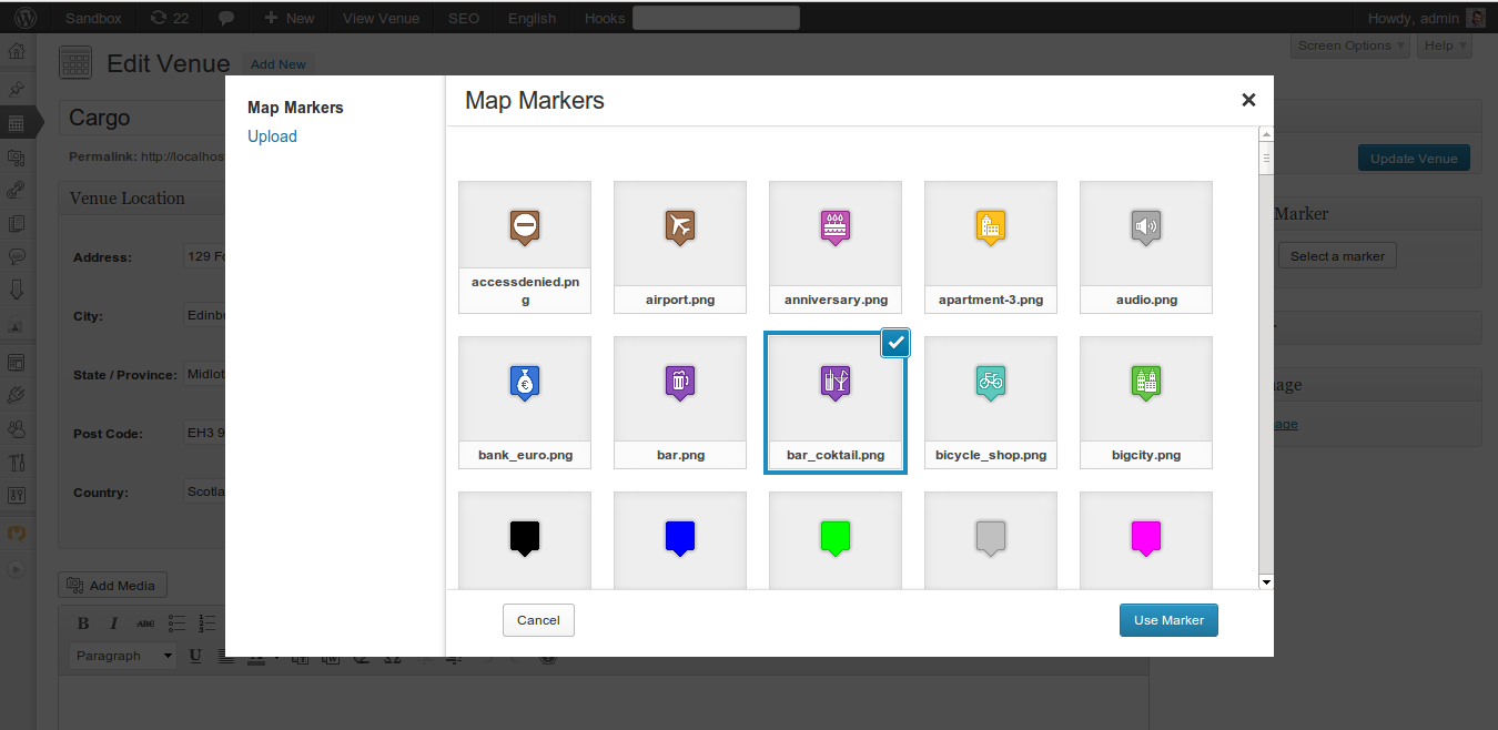 Venue Markers Custom Markers for Google Maps Event Organiser